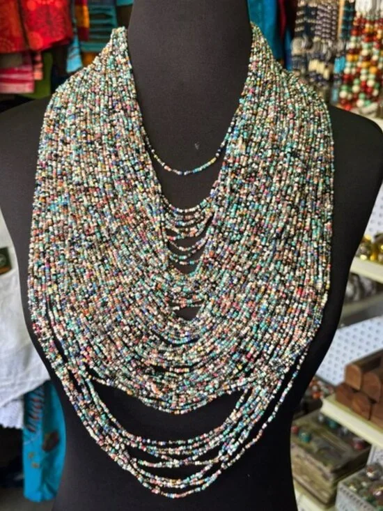 Statement Multistrand Seed Bead Necklace - Picture 6 of 6
